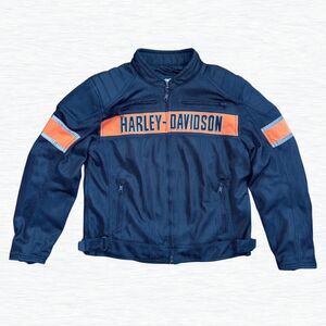 Harley Davidson Men's Trenton Mesh Fabric Motorcycle Riding Jacket Orange Size L